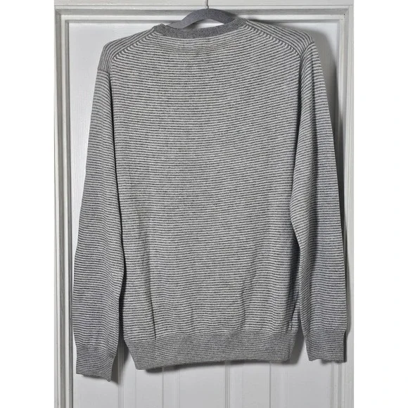 J.Crew Men's 100% Italian Cashmere Crewneck Sweater Size Large Gray White - Picture 2 of 6